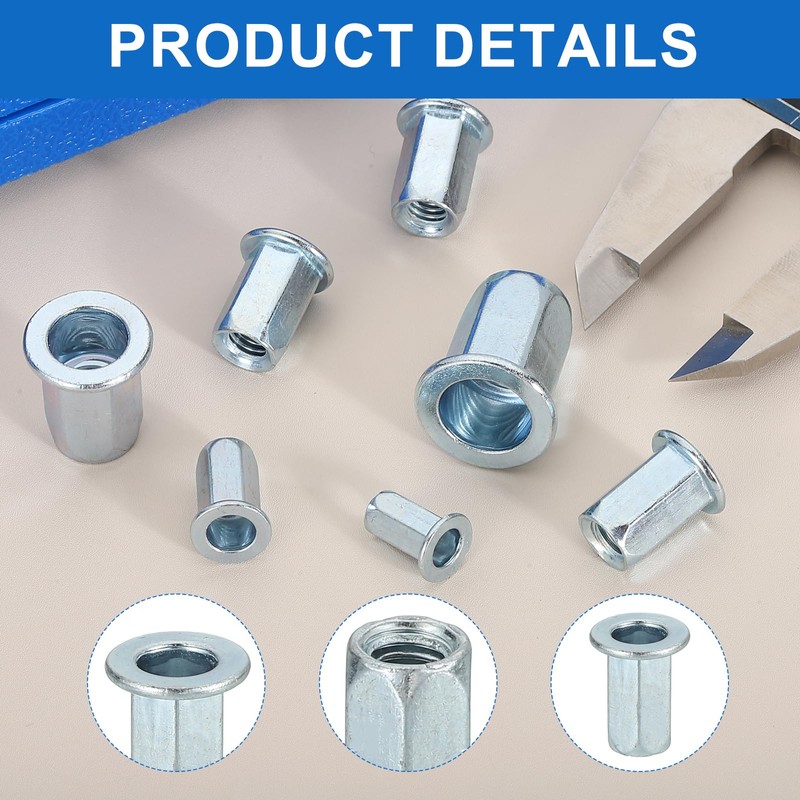 sourcing map 20Pcs M8 x 18mm Rivet Nut Thread Half