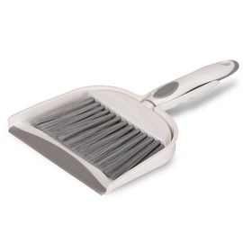 Dustpan and Broom Set/Small Mini Handheld Dust pan with Cleaning Brush Combo for Home Desktop/Sofa/Pet Household Care/Camping (White+Grey M3)