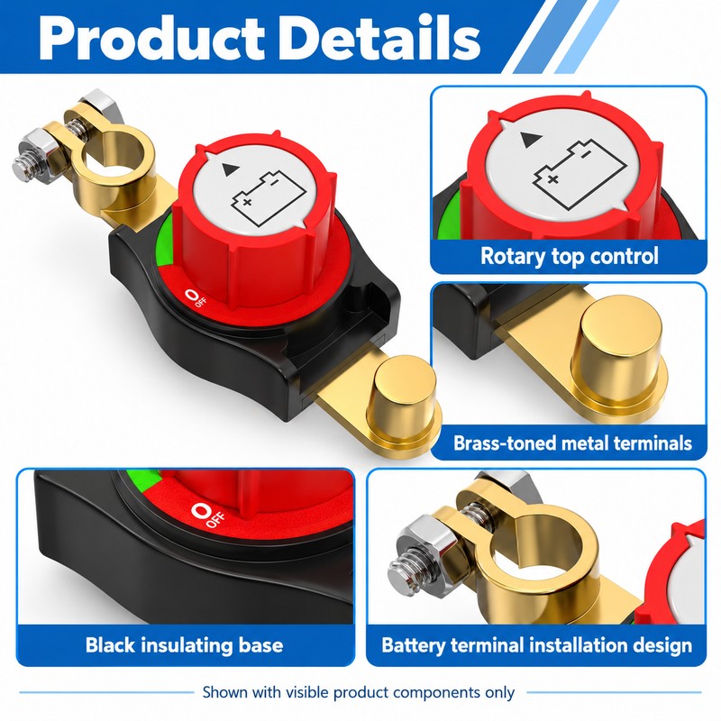 Top Post Battery Disconnect Switch for 12–48V Systems – 250A