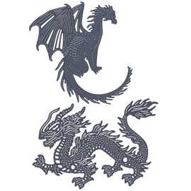 2PCS Dragons Dies for Card Making DIY Scrapbooking Animals Metal Cutting Dies for Paper Crafting Arts Crafts Embossing Die Cuts Punch Template Moulds Arts Supplies Scrapbook Photo Album Decor