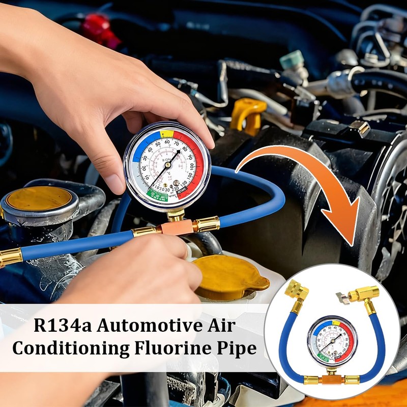 1/2 Inch R134A AC Refrigerant Charge Hose Kit with Gauge