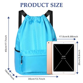 flintronic Drawstring Backpack, Waterproof Sports Backpack, Large Sports Gym Bag With Shoe Compartment and Water Bottle Mesh Pockets, for Sports School Beach Holidays Swimming Travel