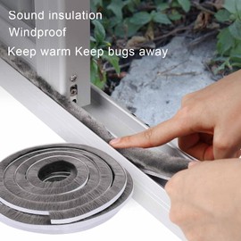 MILEQEE Door Brush Seal, 33Feet, Felt Pile Weather Stripping for Doors, Weather Strip for Windows Cabinet, Self Adhesive Draft Blocker, Dust Stopper Sliding Door Seal Winter, Grey 10m