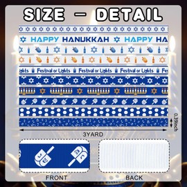 Juego de 10 rollos de cinta Hanukkah, cintas decorativas para el festival judío de las luces, 3/8 pulgadas de ancho x 3 yardas de cada estrella de David, para lazos para envolver el cabello (Hanukkah