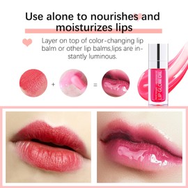 3PCS Hydrating Lip Glow Oil Long Lasting Plumping Lip Gloss Transparent Toot Lip Balm Moisturizing Lip Oil Repairing Lip Lines and Prevents Dry Cracked for Lip Care and Dry Lips 1#+2#+3#