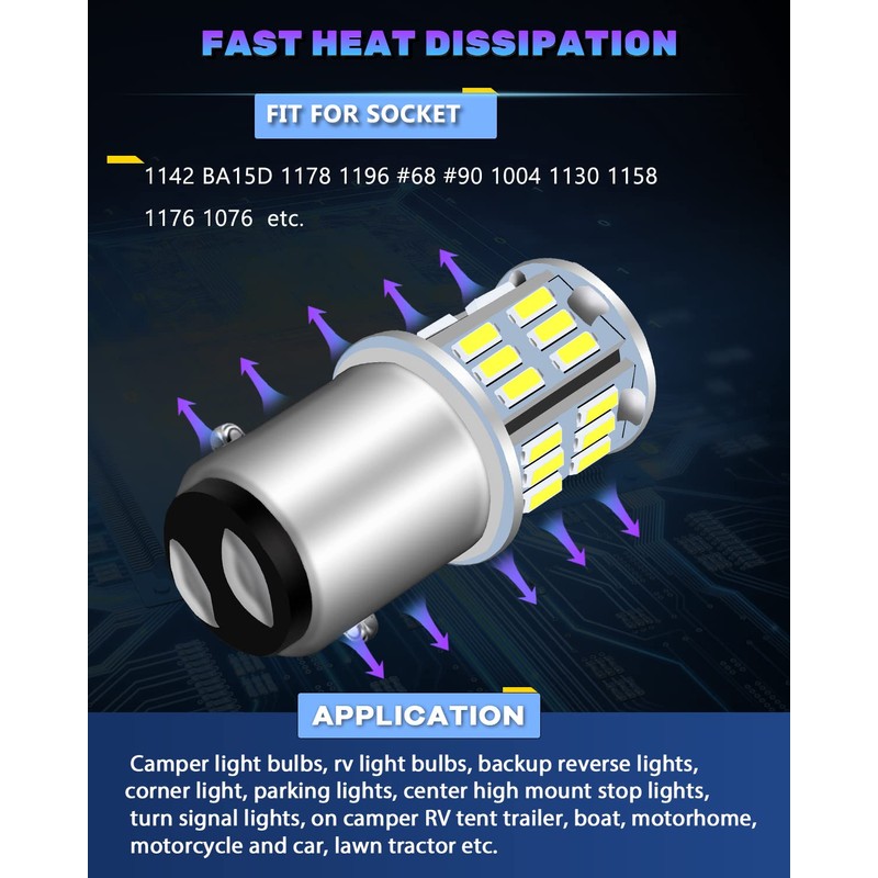 UNXMRFF 6-Pack 1142 BA15D LED Bulb for RV Light Bulbs