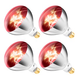 Zenhagu 250W R40 Red Heat Lamp Bulbs (4-Pack), Infrared Heat Bulbs, Infrared Therapy Bulbs for Bathroom, Sauna, Pets & Chickens, 2,000 Hour Rated, E26 Base