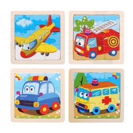 Wooden Puzzle, Set of 4, Wooden Toys, Set of 4, Shapes Puzzle, Baby Montessori, Educational Toys, Wildlife, Vehicles, Farm Animals, Insects, Sea Animals, Dinosaurs, Shape Matching, Shape Recognition,