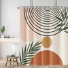 Mid Century Modern Shower Curtain Abstract Minimalist Style Geometric Semicircle