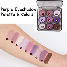 HERBENJOY Eyeshadow Palette Purple Eyeshdow Makeup 9Shades Eye Shadow Pallets For Women，Matte,Shimmers,Metallics,Blendable Colours,Pressed Pigments Cream Eyeshadow Perfect Purple Eye Look (PURPLE)