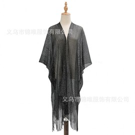 a281 Popular Cross-Border Bikini Cover-up & Large Scarf - Flat Towel Style with Gold and Silver Silk Split Sleeves for Sun Protection 95/Yellow 10ea