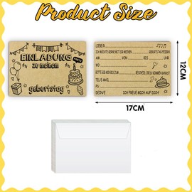 ZELAITE 12 Invitation Cards for Children's Birthday Kraft Paper, DIY Invitation Cards Children's Birthday Boy Girl Birthday Invitations Including 12 Envelopes (F)