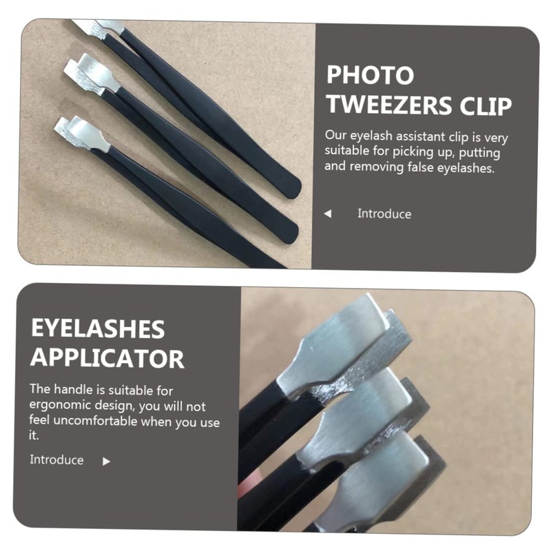 COHEALI 3pcs Stainless Steel Stamp Tweezers Precision Eyelash Assistant for