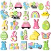 GlikCeil 40 Pcs Easter Wooden Hanging Ornaments Wood Easter Tree