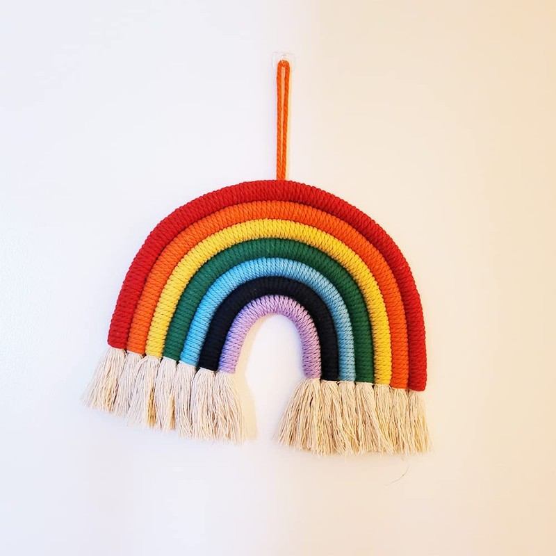Gibsob Macrame Rainbow Tapestry Decoration, Rainbow Wall Hanging, Macrame Rainbow