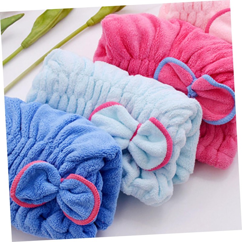 FRCOLOR Bowknot Microfiber Hair Drying Cap for Quick Absorption Lightweight
