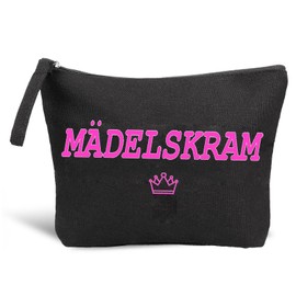 Scinzene Kleine Kosmetiktasche Klein Schminktasche Schwarz Krimskrams Kulturtasche mit SpruchOrganizer Kosmetiktasche für Damen Frauen Mama Freundinnen Geschenk für JGA Braut Team Kolleginnen
