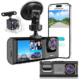 TYEGDAVD Dashcam para Auto，Dashcam WiFi 1080P，Camara para Carro，Frontal Interior y Trasera Grabadora de Conducció, Grabacion en Bucle de 24 Horas, Detección de Movimiento por Vision Nocturna