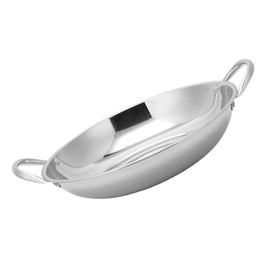 LIFKOME Stainless Steel Wok Flat-bottomed Dry Pot Stir Fry Pan High-temperature Cooking Kitchen Equipment