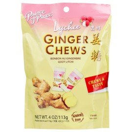 Prince Of Peace Lychee Ginger Chews, Gluten Free, 4 Ounce (Pack of 12)