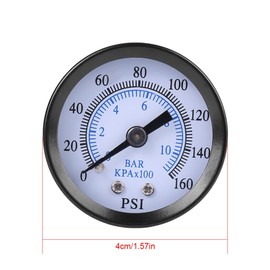 Dual Scale Pneumatic & Hydraulic All Purpose Mini Pressure Gauge for Fuel Air Oil Water 0-160psi/0-10bar 1/8" NPT Thread