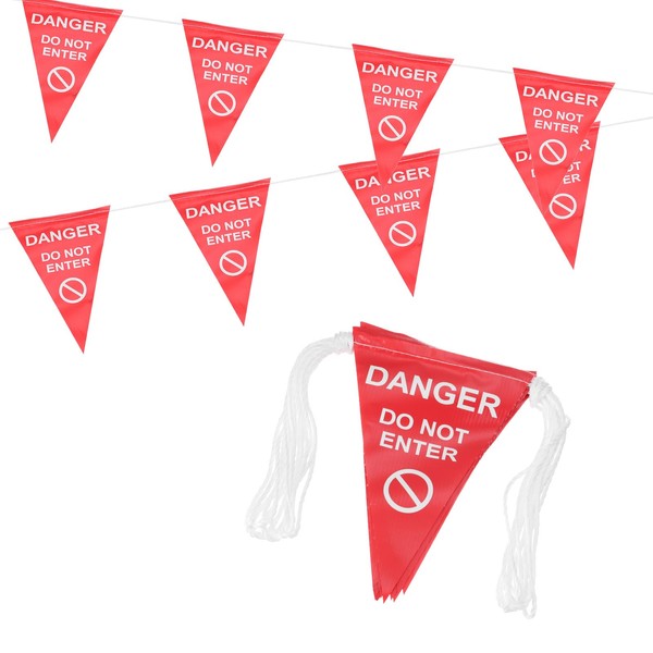 PATIKIL 37ft Pennant Banner Flags, Danger Do Not Enter Warning