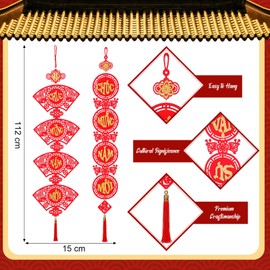 Vercraft 2 Set Vietnamese New Year Red Hanging Couplets 2026 Vietnamese Lunar New Year Decorations Spring Festival Banner Traditional Vietnam Door Sign(Traditional)