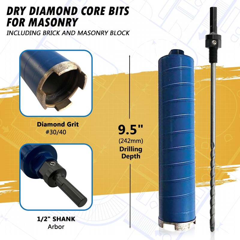 2-1/2" Dry Diamond Core Drill Bits for Brick and Block