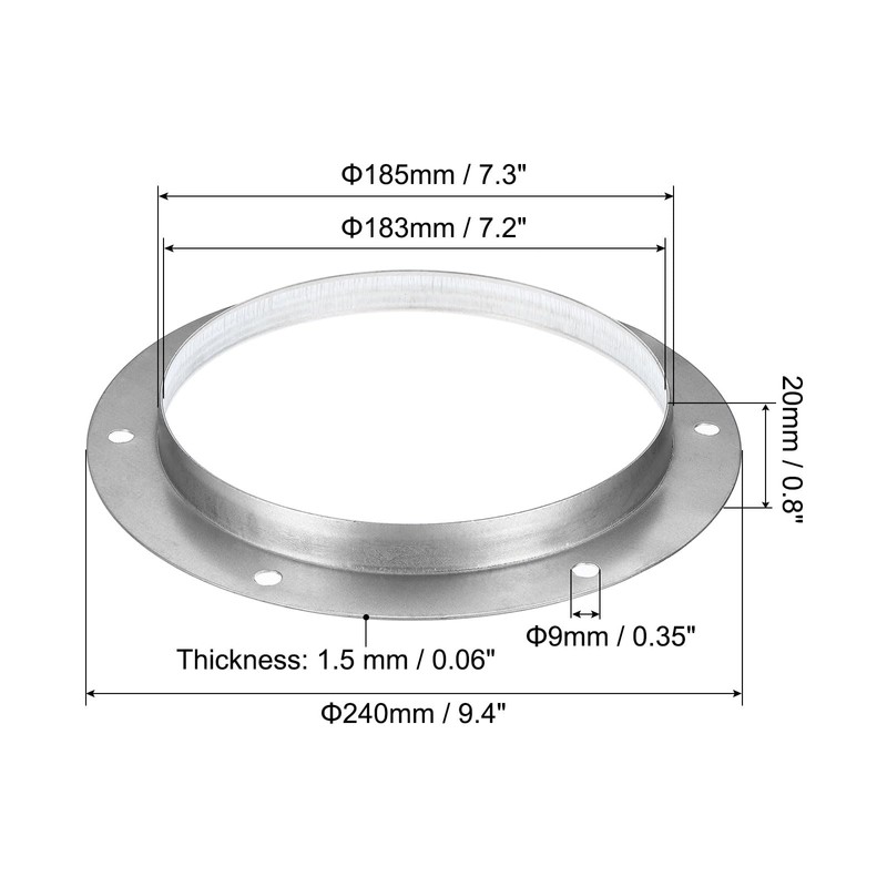 PATIKIL 7" Duct Connector Flange, 2 Pack Metal Straight Pipe