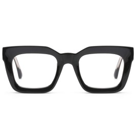 AQWANO Stylish Oversized Reading Glasses for Women Fashion Designer Readers Blue Light Square Computer Glases with Spring Hinge, Black 0.0