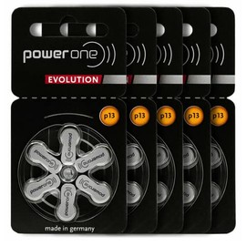 PowerOne Evolution Size 13 Hearing Aid Batteries - 1.45V Zinc Air with Improved Battery Life (30 Batteries)