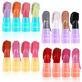 LJYBoBin 16PCS Mini Lipstick & Eyeshadow Stick Set, Multi Colored Ultra Matte Color Changing, Magic Glitter, Long Lasting Waterproof Capsule Pills