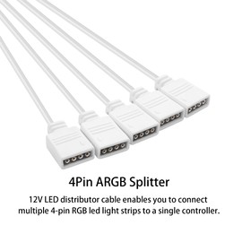 YAODHAOD 4pin LED Splitter Cable, 12V 1 to 5 Female 4 Pin LED Strip Connector RGB Y Splitter Extension Cable for RGB 5050 3528 Light Strips-11.81inch (4Pin, 1 to 5)
