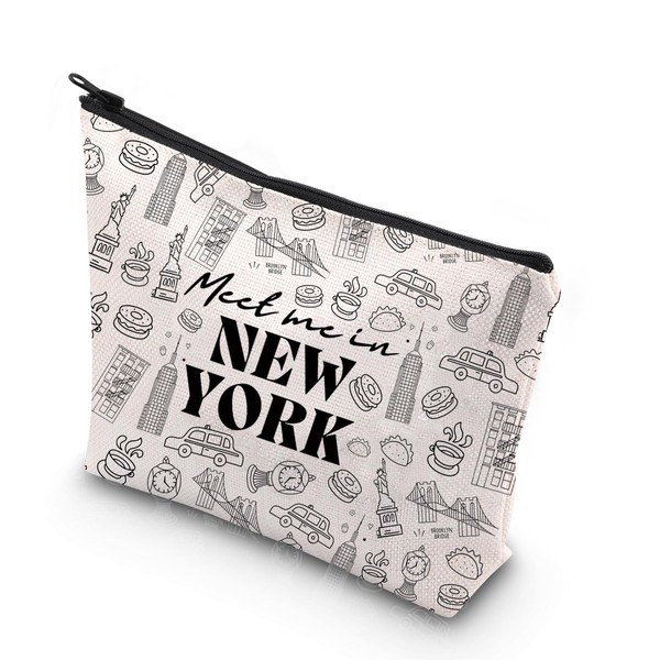 WCGXKO New York Gift New York Bachelorette Party Gift New York Vacation Zipper Pouch Makeup Bag (NEW YORK B)
