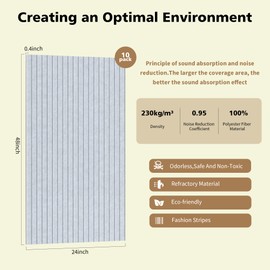 Acoustic Panels,10 Pack Sound Panels Noise Reducing for Walls,48"x24"x0.4" Soundproof Wall Panels,High-Density Acoustic Wall Panels,Decorative Wall Sound Absorbing Panel,Camel