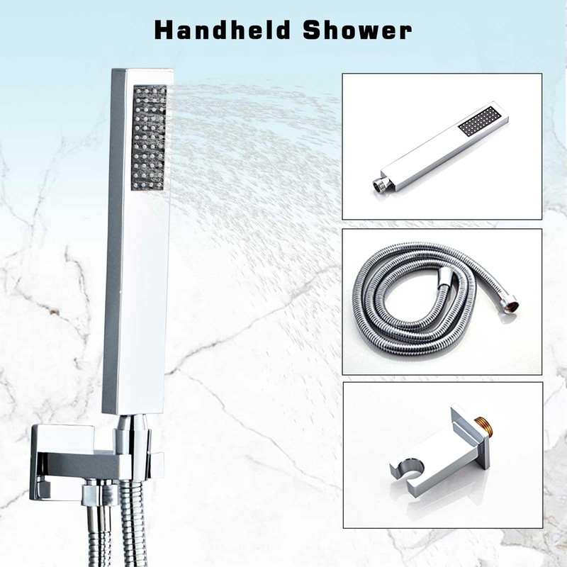 Elefloom Shower Faucet Set, 10 Inch Chrome Wall Mounted Shower
