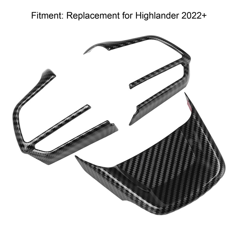 3pcs Steering Wheel Trim Kit Carbon Fiber Color ABS Frame