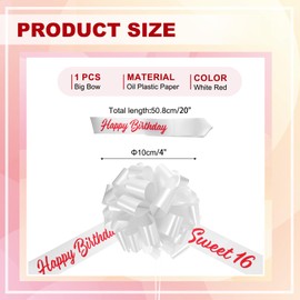 PATIKIL Big Car Pull Bow 20 Inch, Metallic Giant Bow Ribbon for Car Decoration Birthday Present Wrapping Decor, White Red