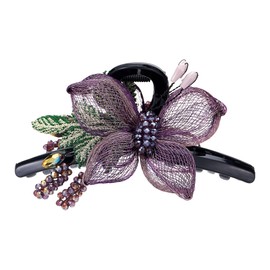 Hair Claw Clips for Women - Copper Wire Hand-woven High-level design Butterfly Hair Clips Rhinestones Hair Claw Barrettes for Ladies Thick Thin Hair Elegant Flower Hair Accessories (Purple)