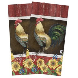 Zadaling Sunflower Farmhouse Rooster Kitchen Towels, 18x28 Inches Soft Dish Cloth,Cotton Tea Towels/Bar Towels/Hand Towels for Bathroom(2 Pack)