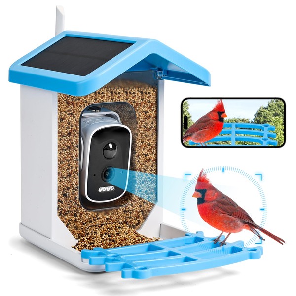Smart Bird Feeder with Camera Solar Powered & Wireless Outdoor,