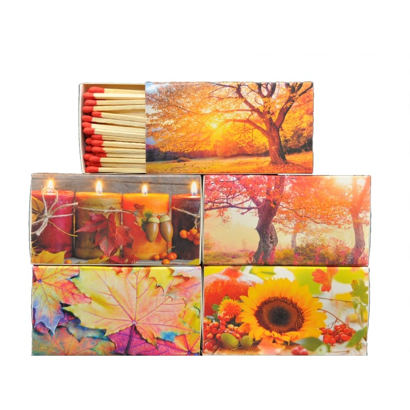 jameitop® XL Matches, 450 Pieces, Autumn Landscape Flowers Motifs, 10