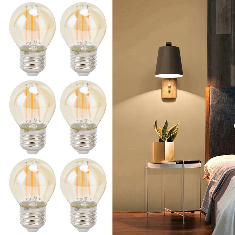 6Pcs Vintage LED Light Bulb Gold Glass Dimmable G45 E27
