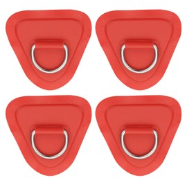 PATIKIL 3.5" Paddle Board D Rings, 4 Pcs Stainless Steel D-Ring PVC Patch Pad No Glue Include for Raft Kayak Inflatable Boat Surfboard, Red