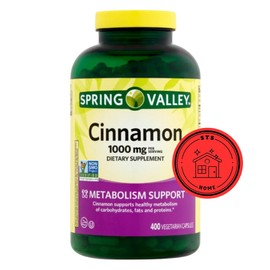 STS Home Spring Valley Cinnamon Dietary Supplement, 1000 mg, 400 Count + STS Sticker.