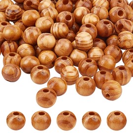 OLYCRAF 120pcs Natural Wood Beads Striped Wooden Beads Round Wooden Beads 10 mm Diameter 2~3.5 mm Hole Wood Craft Beads Macrame Dyed Beads Loose Spacer Beads for Crafts DIY Handmade