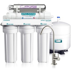 APEC Water Systems ROES-UV75-SS Top Tier Violet Sterilizer 75 GPD 6-Stage Ultra Safe Reverse Osmosis Drinking Water Filter System, Stainless Steel UV Housing