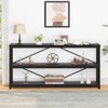 LVB Black Entryway Table, Modern Long Sofa Console Table Behind