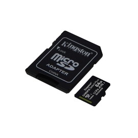 Kingston 64GB microSDHC Canvas Select Plus 100MB/s Read A1 Class 10 UHS-I Frustration Free Packaging Memory Card + Adapter (SDCS2/64GBET)