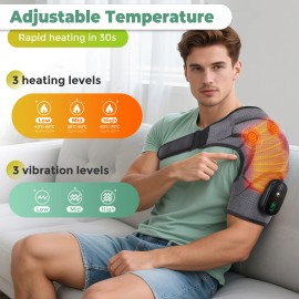 US  Cordless Electric Vibration Shoulder Massager with Heat Shoulder Brace Massage Belt Pain ReliefColor: Gray